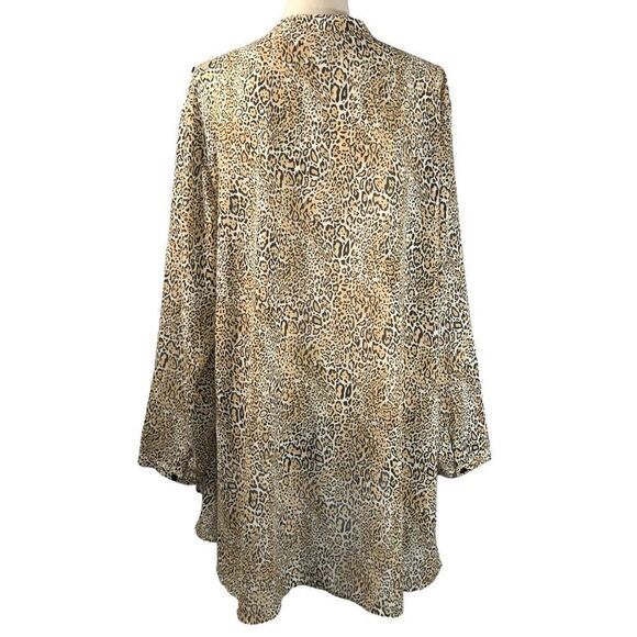 Chicos Leopard Print Button Front Tunic Top Long Sleeve Size 20-22 Chicos Size 4 - Picture 5 of 12